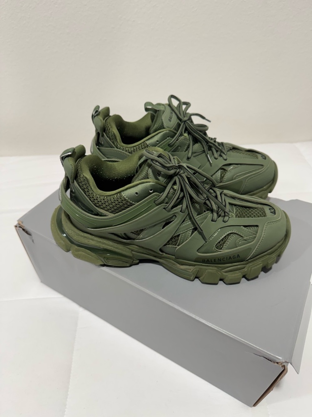 Balenciaga Men Track Sneakers in Olive Green - Picture 2 of 4